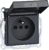 Schneider Electric Merten Single Socket Outlet with Earthing and Hinged Cover IP44 Anthracite MTN2514-0414