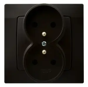 Ospel GP-2SZ/40 Double Socket-Outlet with Grounding, 16A, Brown