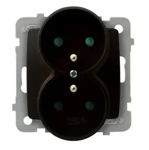Ospel GP-2SRZP/m/40 Double Socket-Outlet with Earthing and Shutters Brown