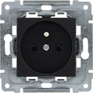 KOS Dante Single Socket Outlet with Earthing and Shutter 16A Black