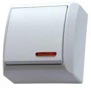 Ospel ŁN-1BS/00 Single Light Switch with Illumination, White, 10A 250V