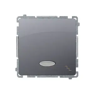 Одноклавишный проходной выключатель с подсветкой Kontakt-Simon BMW6L.01/21, 10А 250В, нержавеющая сталь