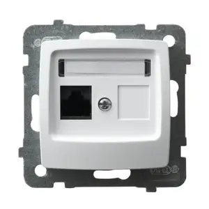 Компьютерная розетка Ospel Karo GPK-1S/K/m/00 RJ45 категории 5e, белая
