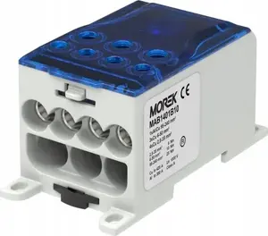MOREK OJL400A Distribution Block, 1000V, Input 1x95-240mm2 AL/CU, Output 3x6-50mm2 and 4x2.5-35mm2, Blue