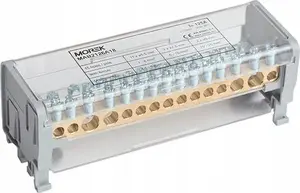 MOREK MOBLOCK 2-Pole Distribution Block 1000V 125A, 2x35mm² + 2x25mm² + 11x6mm², TS35 Rail Mount