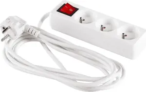 Elcan PM-ZW-3G-15 Power Strip with 3 Sockets and 1.5m Cable, White