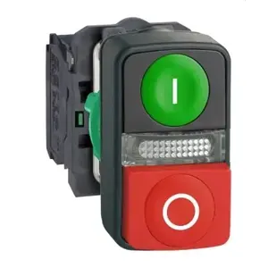 Schneider Electric XB5 Double Pushbutton, 22mm, Illuminated, Green/Red, Spring Return