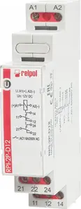 Relpol RPI-2P-D12 Electromagnetic Relay, 2-Pole, 8A, 12V DC, AgSnO2 Contacts
