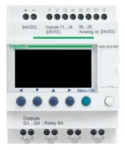 Schneider Electric Zelio Logic SR2B121FU Compact Smart Relay, 240VAC, 8 Inputs, 4 Outputs, LCD Display