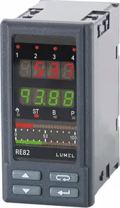 Lumel RE82 Programmable Temperature Controller, 2 Relay Outputs, 24V DC Output, 85-253V AC/DC Power Supply