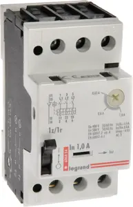Автоматический выключатель защиты двигателя Legrand M250 3P, 0.25кВт, 0.63-1А, 1НО/1НЗ