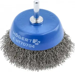 Högert Technik Cup Wire Brush with Shank 75 mm, Stainless Steel Wire 0.3 mm