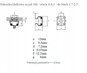 Eti-Polam AN-KH Cage Nut M6 for 9.5 x 9.5 mm Mounting Holes