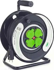 ELS Elektrotechnika pagarinātājs 40m, 4x230V, IP44, plastmasas spole ar fiksētu paneli