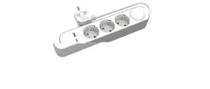 Сетевой удлинитель Plastrol PS-370SWS на 3 розетки с выключателем, портами USB-A и USB-C, кабель 3 м, Schuko