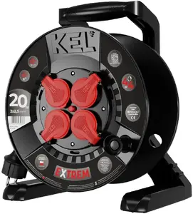 Кабельный барабан Plastrol EXTREME LINE 20м, 4 розетки, IP44, 16A, H07BQ-F 3x2.5мм²