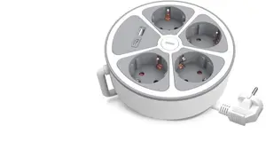 Сетевой удлинитель Plastrol PS-470SWS на 4 розетки с выключателем, портами USB-A и USB-C, кабель 2 м, Schuko