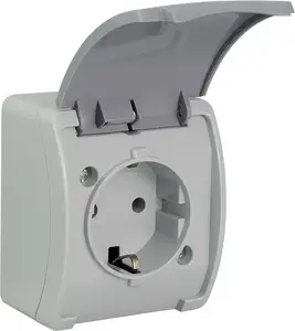 ELEKTROPLAST Koala Schuko Single Surface-Mounted Socket IP44 with Flap, Graphite
