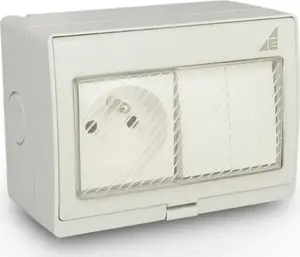ELEKTROPLAST AQUA55 Surface-Mounted Single Socket with Double Switch IP55 55.29