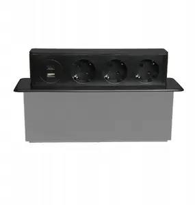 Plastrol GMZ/S-5AP Recessed Furniture Socket with 3 Schuko Outlets, 1x USB-A and 1x USB-C