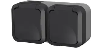 Düwi Aqua Pro Double Surface-Mounted Socket with Earthing IP55 Grey-Graphite