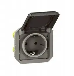 Розетка Legrand Plexo 55 Schuko 2P+Z, 16А 250В, антрацит, автоматические зажимы