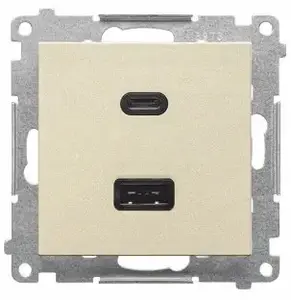 Kontakt-Simon 55 USB-C and USB-A Charger Module, 30W, 230V, Matte Champagne