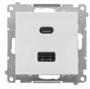 Kontakt-Simon 55 USB-C un USB-A lādētāja modulis, 30W, 230V, gaiši pelēks matēts