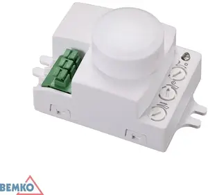 Микроволновый датчик движения Bemko B52-SES72WH, 1200 Вт, 360 градусов, IP20, прямоугольный, белый