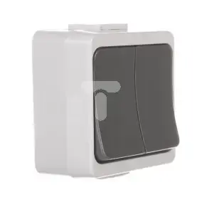 Timex JANTAR-bis Surface-Mounted Double Light Switch with Backlight IP44 Grey