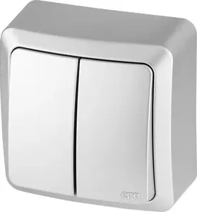 Elektro-Plast BERG 3711-06 Surface-Mounted Double Light Switch 10AX IP20 Silver