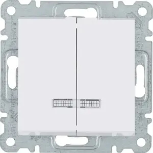 Hager WL0240 Lumina 2 Illuminated Double Switch, White