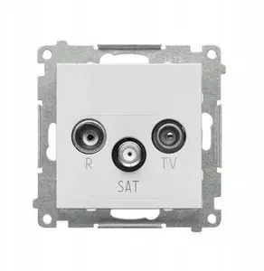 Антенная розетка проходная Kontakt-Simon 55 R-TV-SAT 7 дБ, светло-серый матовый
