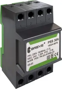 Однофазный модульный трансформатор BREVE PSS 30N 30ВА 230/12В для установки на DIN-рейку