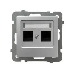 Двойная компьютерная розетка Ospel GPK-2G/K/m/18 RJ45 Cat 5e, серебристая