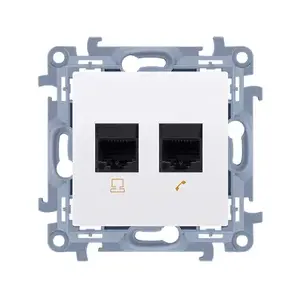 Розетка компьютерная RJ45 категории 6 и телефонная RJ12 Kontakt-Simon C6T.01/11, белая