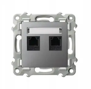 Ospel SZAFIR GPT-2ZN/m/70 Double Independent Telephone Socket, Matte Grey