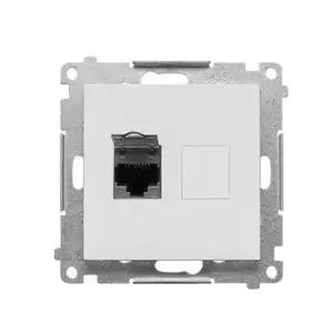 Компьютерная розетка Kontakt-Simon RJ45 категории 6 одинарная с пылезащитной шторкой, светло-серый матовый