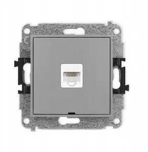 Механизм компьютерной розетки Karlik ICON 1xRJ45 кат. 5e 8-контактный матовый серый