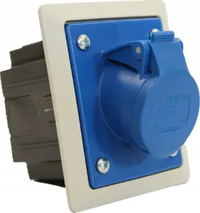 PCE 413-6pkr Panel Mounted Socket with Box 16A 3P 230V IP44