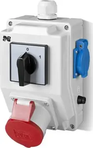 ELEKTROPLAST RS-Z Power Distribution Box with L-0-P Cam Switch 32A 3P+N+PE and 2x 230V Sockets