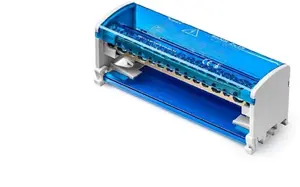 Двухполюсный модульный распределительный блок Simet ShNK 2x15 для установки на DIN-рейку TS35
