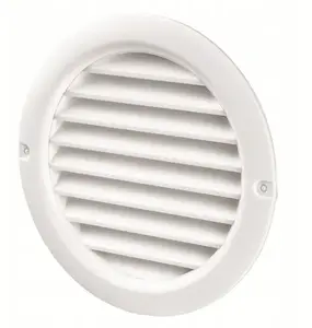 Ventika MW150KO apaļais ventilācijas režģis ar sietu un atloku 150mm, balts