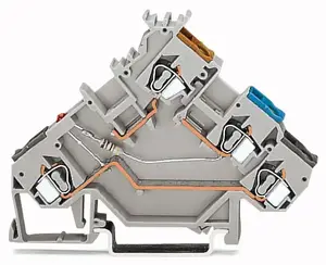 Клеммная колодка Wago 280-560/281-434, 4-полюсная, с LED для PNP-датчиков, серая