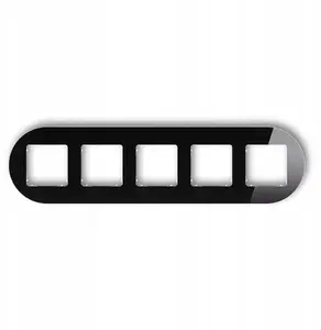 Karlik 5-gang universal round frame, glass effect, black frame with white base