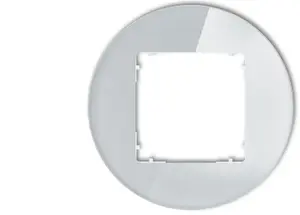 Универсальная одинарная круглая рамка Karlik ICON с эффектом стекла (серая рамка, белое основание)