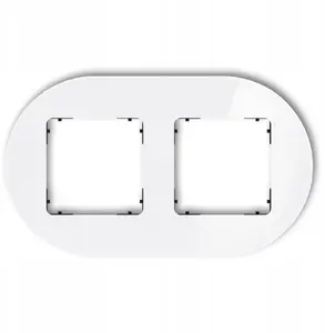 Karlik Universal Double Round Frame, Glass Effect, White Frame with Black Base
