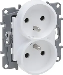 Legrand Niloe Selection Double Socket Outlet 2P+E for Multiple Frames, Screw Terminals, White