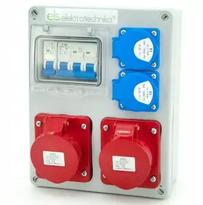 Строительный распределительный щит ELS Elektrotechnika Mikołajki 2x16A/5P с 2 розетками Schuko и защитой, настенный