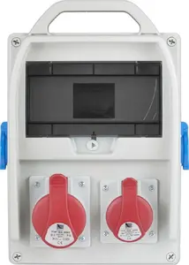 Pawbol R-BOX 300 9S Distribution Box with 1x32A/5p, 1x16A/5p, 2x250V Sockets and Empty Window IP44